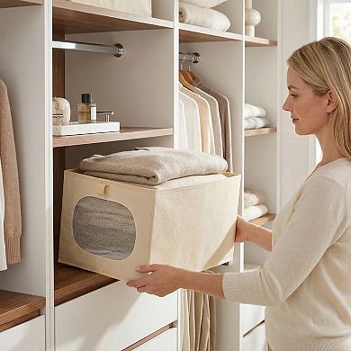 Storage Cube Fabric Storage Bin with Bottom for Shelves Closet 1 Pack Collapsible Storage Basket