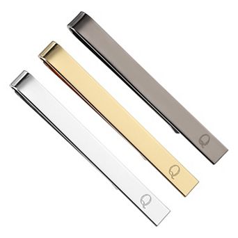 3 pc Tie Pins for Men , Stainless Steel Letter Necktie Bar Pinch Set Mens Tie Clip with Gift Box