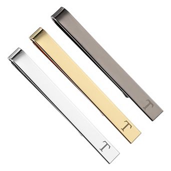 3 pc Tie Pins for Men , Stainless Steel Letter Necktie Bar Pinch Set Mens Tie Clip with Gift Box