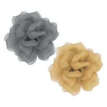 2 pc 4.7" Large Satin Fabric Flower Brooch, Organza Elegant Floral Flower Brooches for Wedding Party