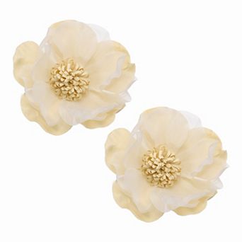 2 pc Large Fabric Flower Brooches Pins, Elegant Cloth Flower Brooch Dainty Satin Camellia Lapel Pins