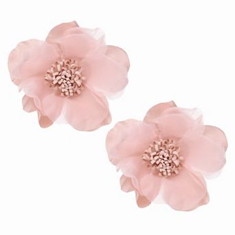 2 pc Large Fabric Flower Brooches Pins, Elegant Cloth Flower Brooch Dainty Satin Camellia Lapel Pins