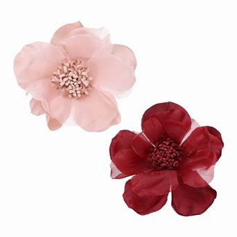 2 pc Large Fabric Flower Brooches Pins, Elegant Cloth Flower Brooch Dainty Satin Camellia Lapel Pins