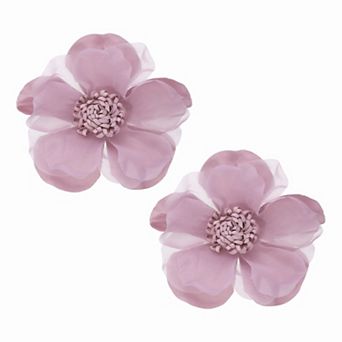 2 pc Large Fabric Flower Brooches Pins, Elegant Cloth Flower Brooch Dainty Satin Camellia Lapel Pins