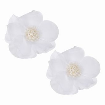 2 pc Large Fabric Flower Brooches Pins, Elegant Cloth Flower Brooch Dainty Satin Camellia Lapel Pins