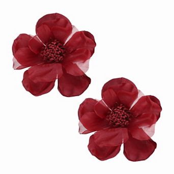 2 pc Large Fabric Flower Brooches Pins, Elegant Cloth Flower Brooch Dainty Satin Camellia Lapel Pins