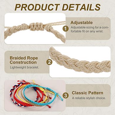 4Pcs Braided Rope Bracelet, Adjustable Woven String Bracelets Summer Beach Ankle Handmade String