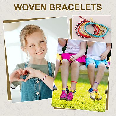 4Pcs Braided Rope Bracelet, Adjustable Woven String Bracelets Summer Beach Ankle Handmade String