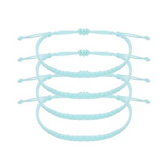 4 pc Braided Rope Bracelet, Adjustable Woven String Bracelets Summer Beach Ankle Handmade String