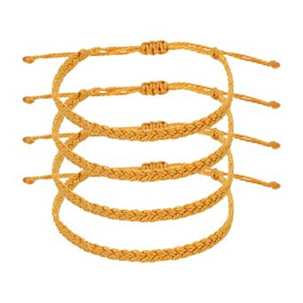 4 pc Braided Rope Bracelet, Adjustable Woven String Bracelets Summer Beach Ankle Handmade String