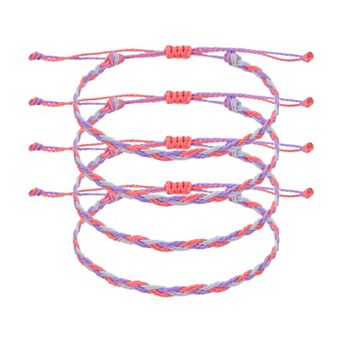 4 pc Braided Rope Bracelet, Adjustable Woven String Bracelets Summer Beach Ankle Handmade String