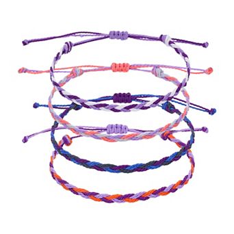 4 pc Braided Rope Bracelet, Adjustable Woven String Bracelets Summer Beach Ankle Handmade String