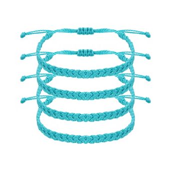 4 pc Braided Rope Bracelet, Adjustable Woven String Bracelets Summer Beach Ankle Handmade String