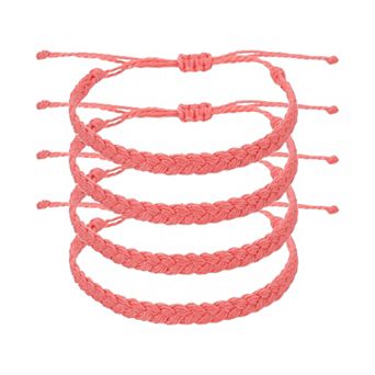 4 pc Braided Rope Bracelet, Adjustable Woven String Bracelets Summer Beach Ankle Handmade String