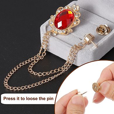 1Pc Gem Hanging Chain Brooch Pins, Gem Brooch
