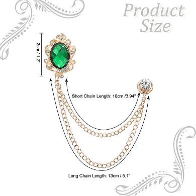 1Pc Gem Hanging Chain Brooch Pins, Gem Brooch
