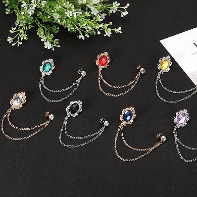 1Pc Gem Hanging Chain Brooch Pins, Gem Brooch