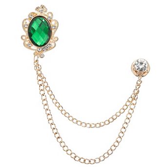1 pc Gem Hanging Chain Brooch Pins, Gem Brooch
