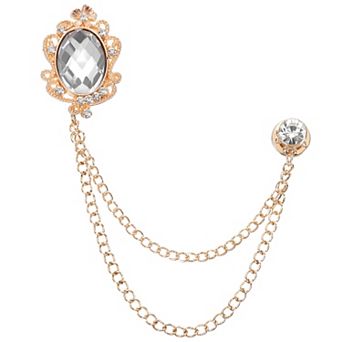 1 pc Gem Hanging Chain Brooch Pins, Gem Brooch