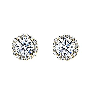 Round Stud Earrings with Cubic Zirconia