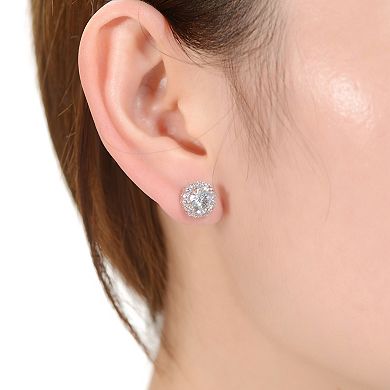 Round Stud Earrings with Cubic Zirconia