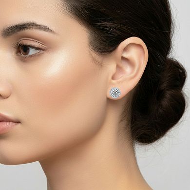 Round Stud Earrings with Cubic Zirconia