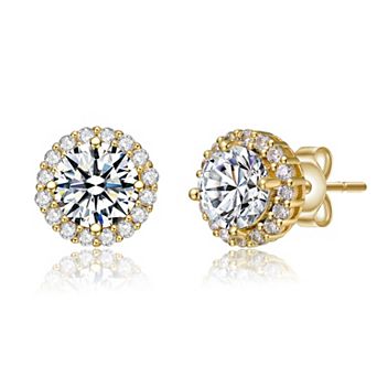 Round Stud Earrings with Cubic Zirconia
