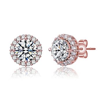 Round Stud Earrings with Cubic Zirconia
