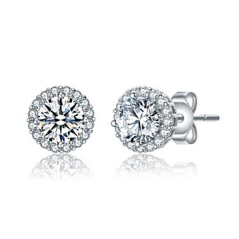 Round Stud Earrings with Cubic Zirconia