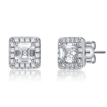 Classy Halo Square Stud Earrings