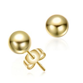 14K Gold Plated Round Ball Stud Earrings