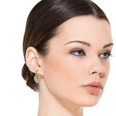14K Gold Plated with Cubic Zirconia Heart Dangle Infinity Hoop Drop Earrings