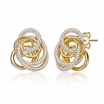 14K Gold Plated Multiple Eternity Circle Love Knot Stud Earrings