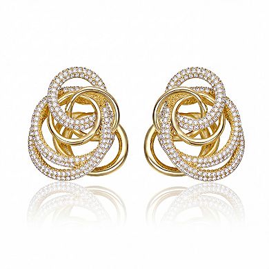 14K Gold Plated Multiple Eternity Circle Love Knot Stud Earrings