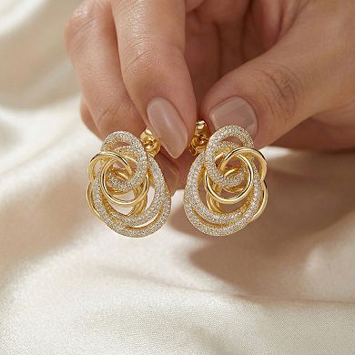 14K Gold Plated Multiple Eternity Circle Love Knot Stud Earrings