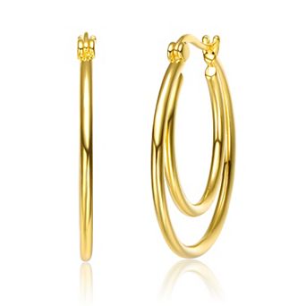 14K Gold Plated Double Hoop Earrings