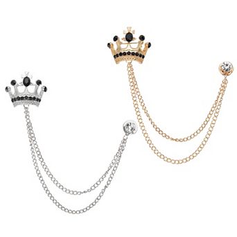 2 pc Crown Hanging Chain Brooch Pin