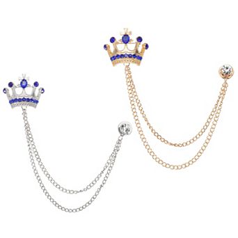 2 pc Crown Hanging Chain Brooch Pin