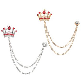 2 pc Crown Hanging Chain Brooch Pin