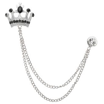 1 pc Crown Hanging Chain Brooch Pins, Rhinestone Suit Pins