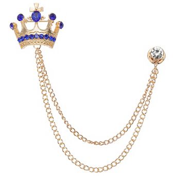 1 pc Crown Hanging Chain Brooch Pins, Rhinestone Suit Pins