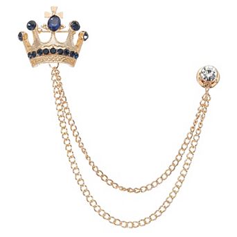 1 pc Crown Hanging Chain Brooch Pins, Rhinestone Suit Pins