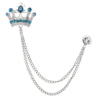 1 pc Crown Hanging Chain Brooch Pins, Rhinestone Suit Pins