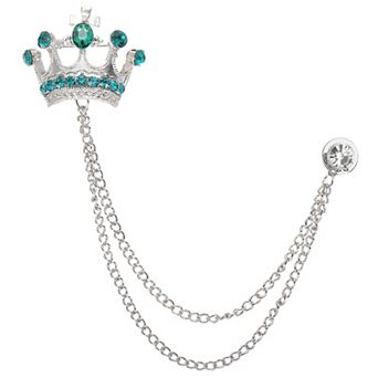 1 pc Crown Hanging Chain Brooch Pins, Rhinestone Suit Pins