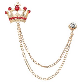 1 pc Crown Hanging Chain Brooch Pins, Rhinestone Suit Pins