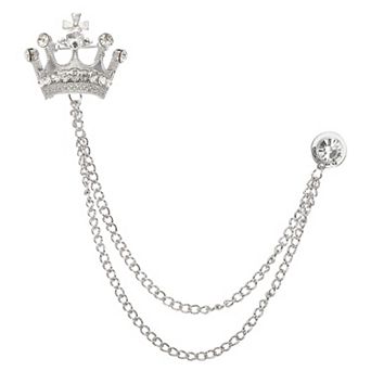 1 pc Crown Hanging Chain Brooch Pins, Rhinestone Suit Pins