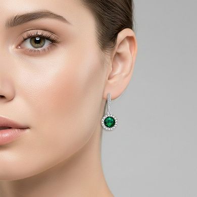 Sterling Silver with Colored Cubic Zirconia Dangle Earrings