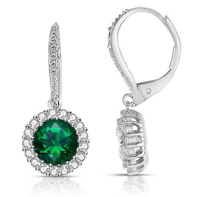 Sterling Silver with Colored Cubic Zirconia Dangle Earrings