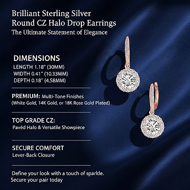 Sterling Silver with Colored Cubic Zirconia Dangle Earrings