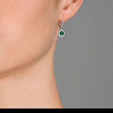 Sterling Silver with Colored Cubic Zirconia Dangle Earrings